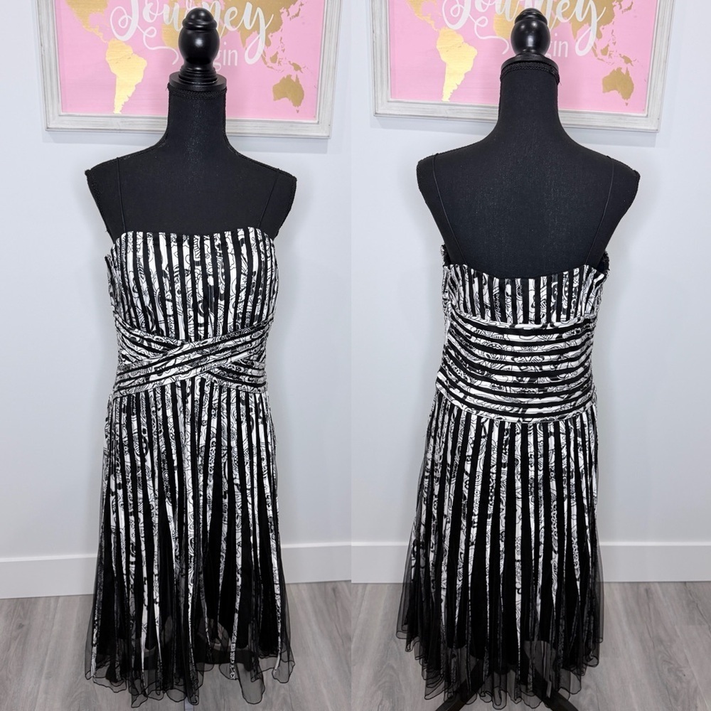 Cartise Thin Straps Black & White Midi Dress